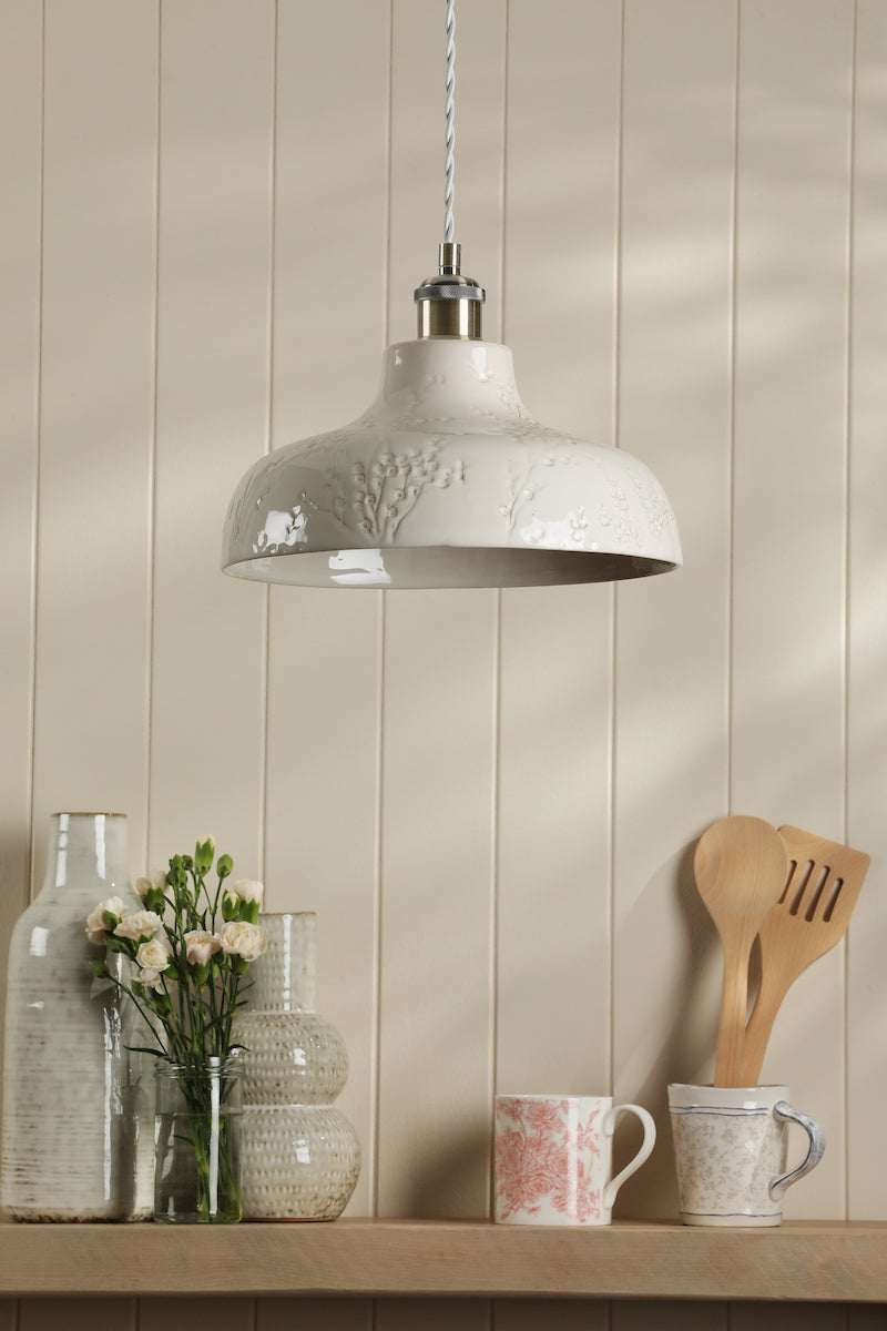 Laura Ashley Pendente Pussywillow Ceramica Bianca