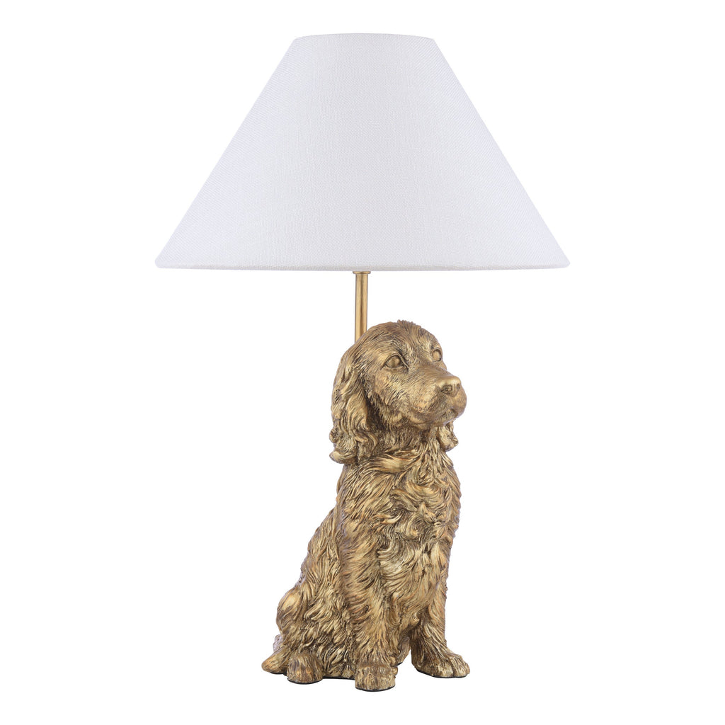 Lampada da tavolo Cocker Spaniel Laura Ashley Oro Antico con Paralume