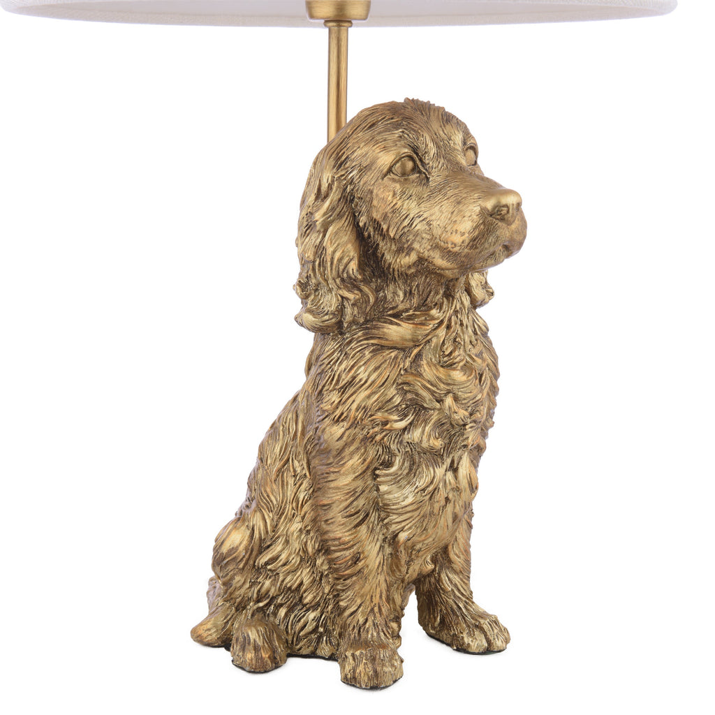 Lampada da tavolo Cocker Spaniel Laura Ashley Oro Antico con Paralume