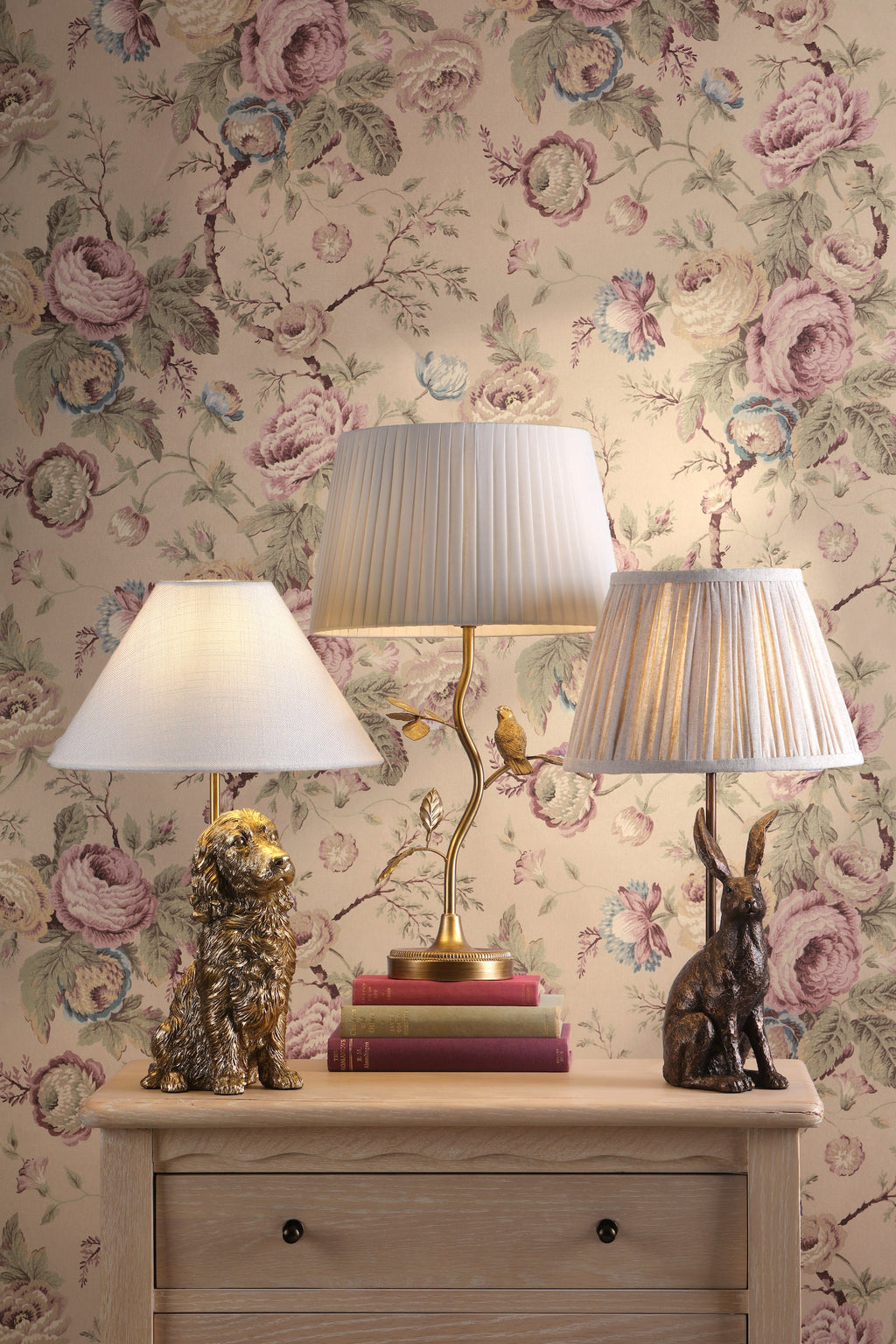 Lampada da tavolo Cocker Spaniel Laura Ashley Oro Antico con Paralume