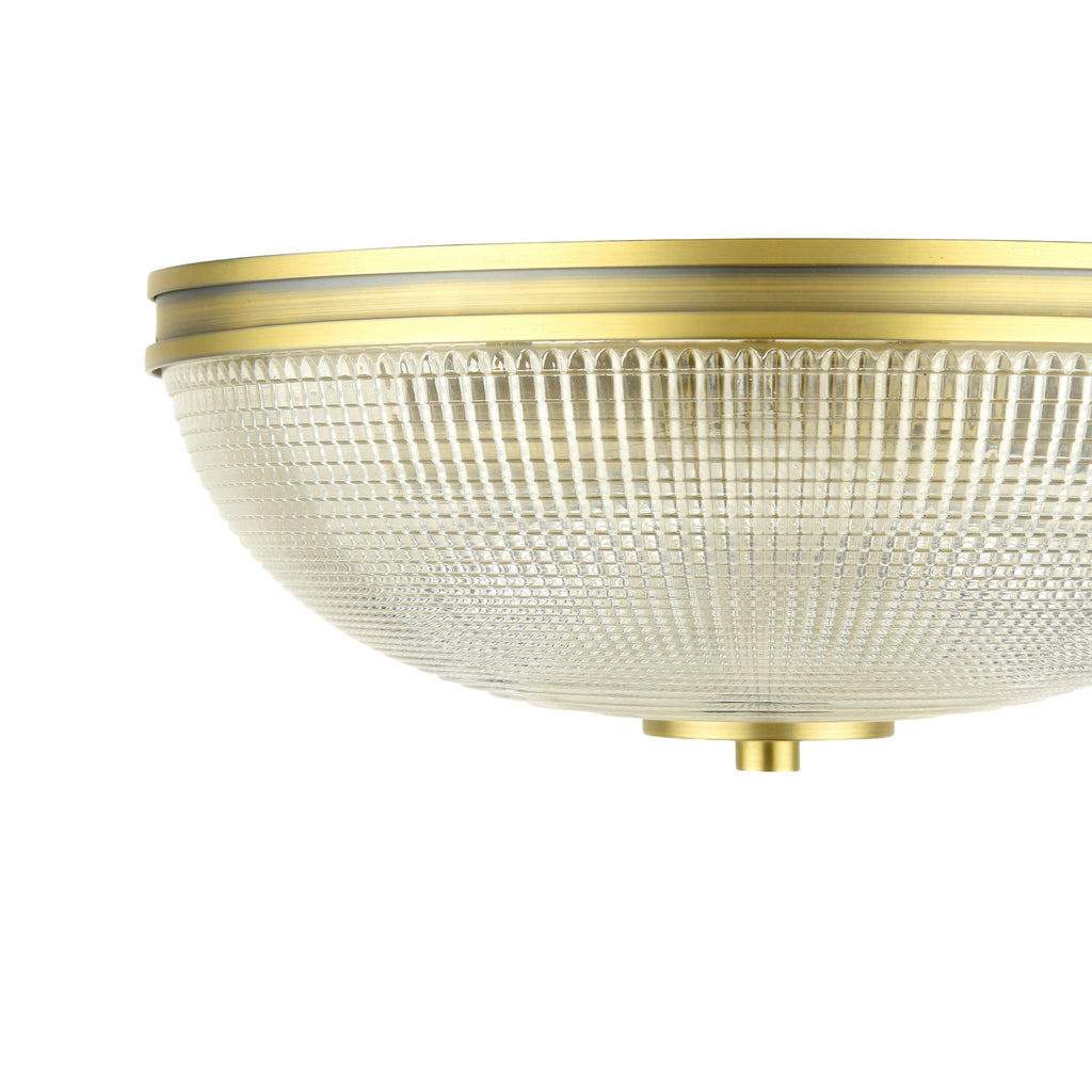 Laura Ashley Langdon 2 Luci Soffitto Bagno Ottone Anticato Opaco e Vetro Testurizzato IP44