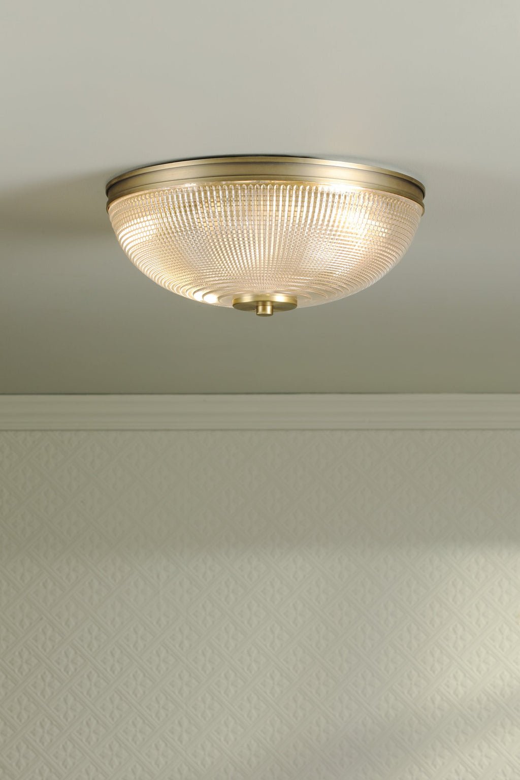Laura Ashley Langdon 2 Luci Soffitto Bagno Ottone Anticato Opaco e Vetro Testurizzato IP44