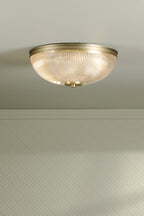 Laura Ashley Langdon 2 Luci Soffitto Bagno Ottone Anticato Opaco e Vetro Testurizzato IP44