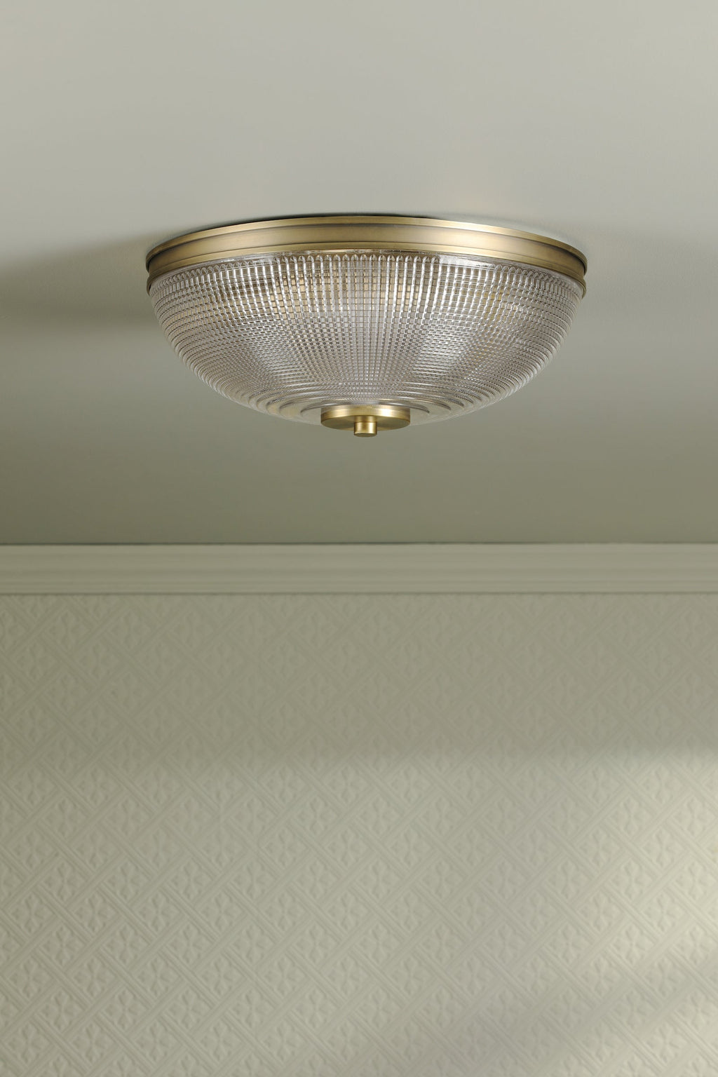 Laura Ashley Langdon 2 Luci Soffitto Bagno Ottone Anticato Opaco e Vetro Testurizzato IP44
