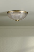 Laura Ashley Langdon 2 Luci Soffitto Bagno Ottone Anticato Opaco e Vetro Testurizzato IP44
