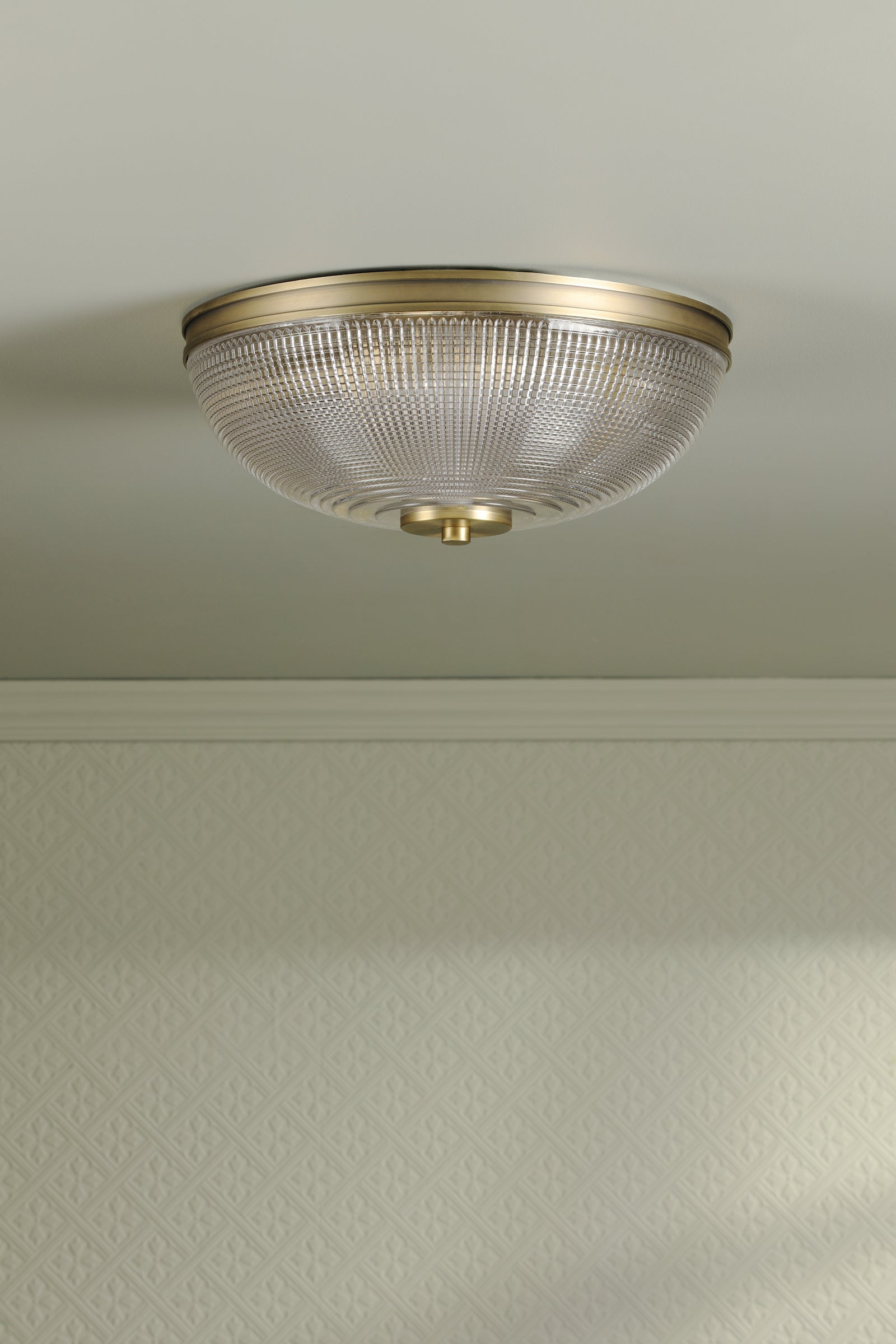 Laura Ashley Langdon 2 Luci Soffitto Bagno Ottone Anticato Opaco e Vetro Testurizzato IP44