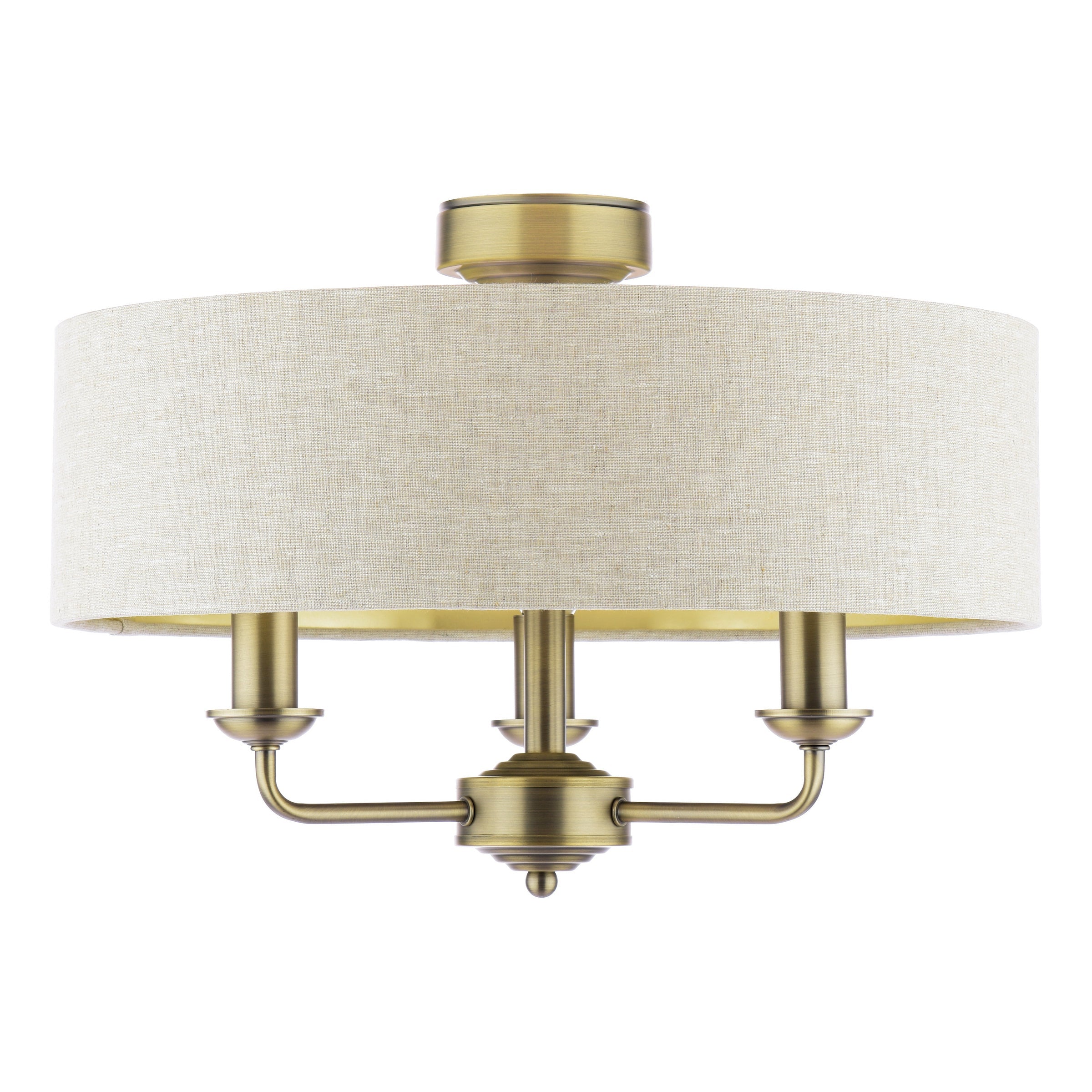 Laura Ashley Sorrento 3 Luci Semi-Flush Ottone Anticato Matt con Paralume Naturale