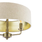 Laura Ashley Sorrento 3 Luci Semi-Flush Ottone Anticato Matt con Paralume Naturale