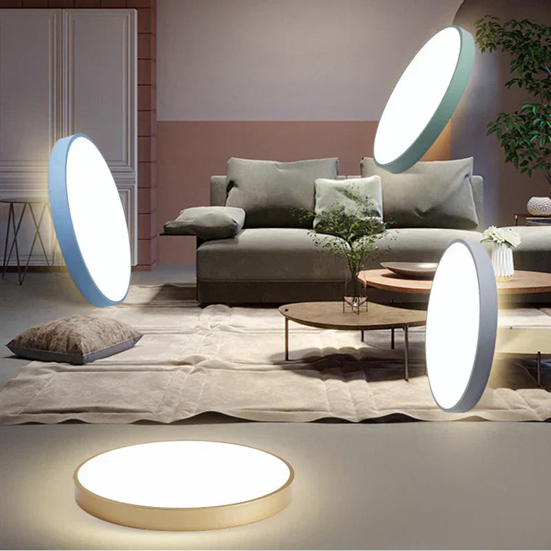 Lampada da soffitto LED rotonda con telaio in metallo