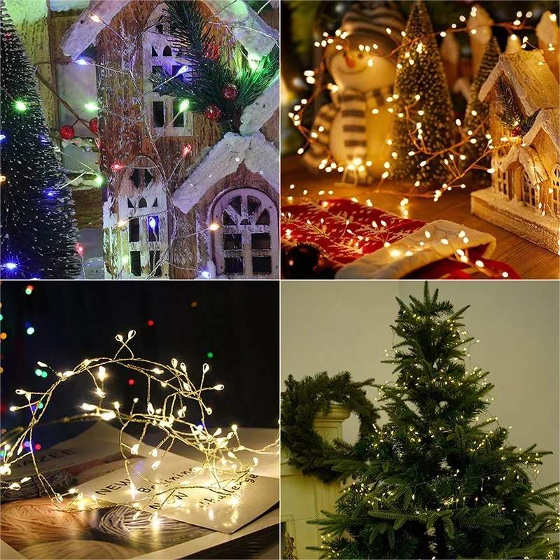 Illuminazione Natalizia a LED con Filo Argento – Fino a 1000 Lampadine LED Multicolore, IP44 per Interni ed Esterni