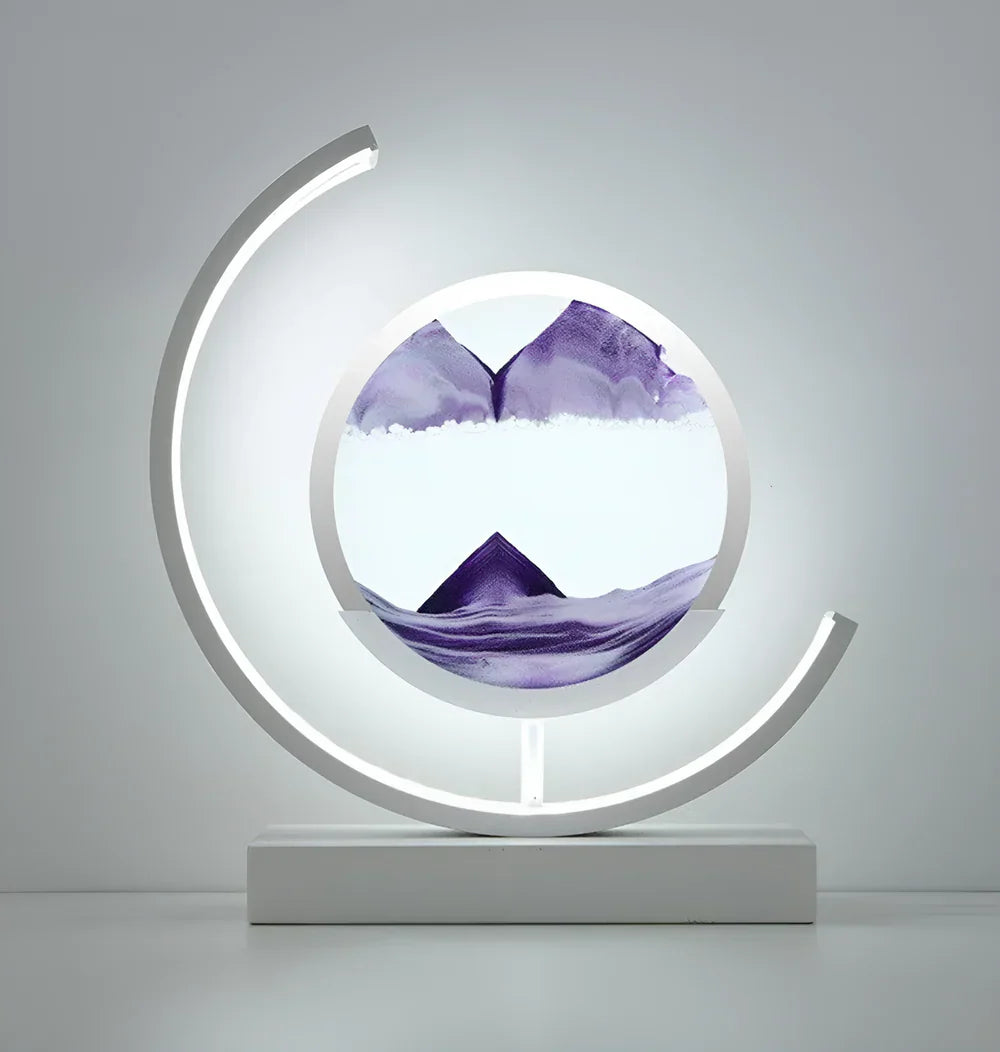 Lampada da tavolo con arte della sabbia LED e cornice circolare