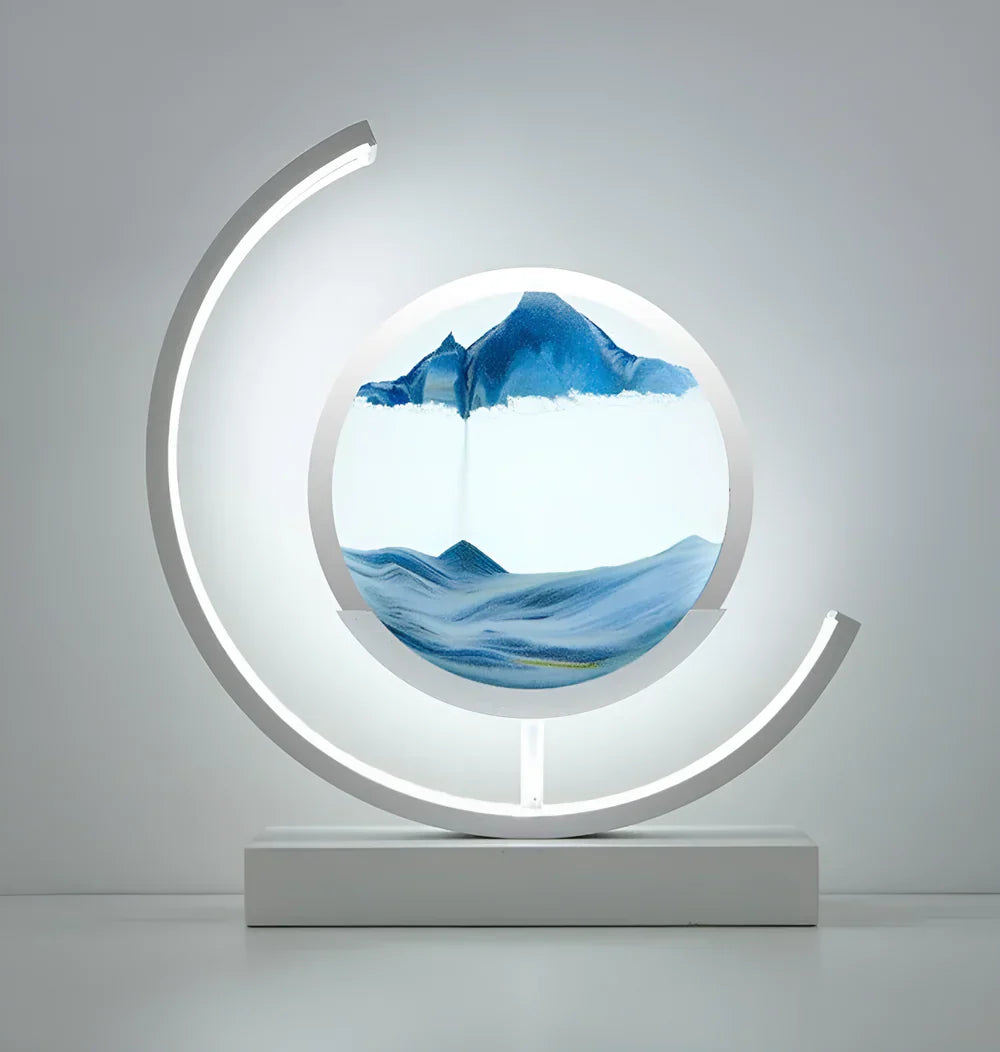 Lampada da tavolo con arte della sabbia LED e cornice circolare
