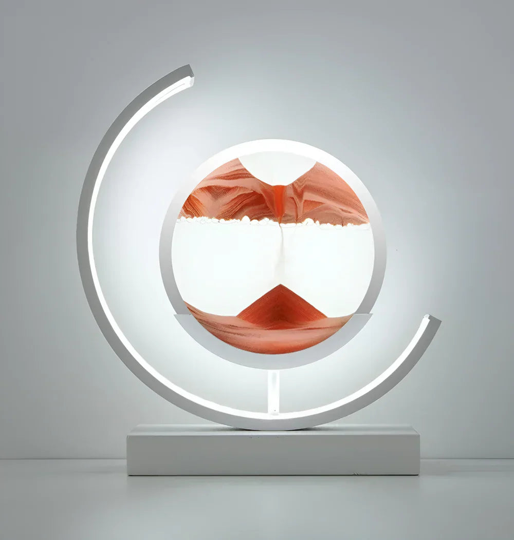 Lampada da tavolo con arte della sabbia LED e cornice circolare