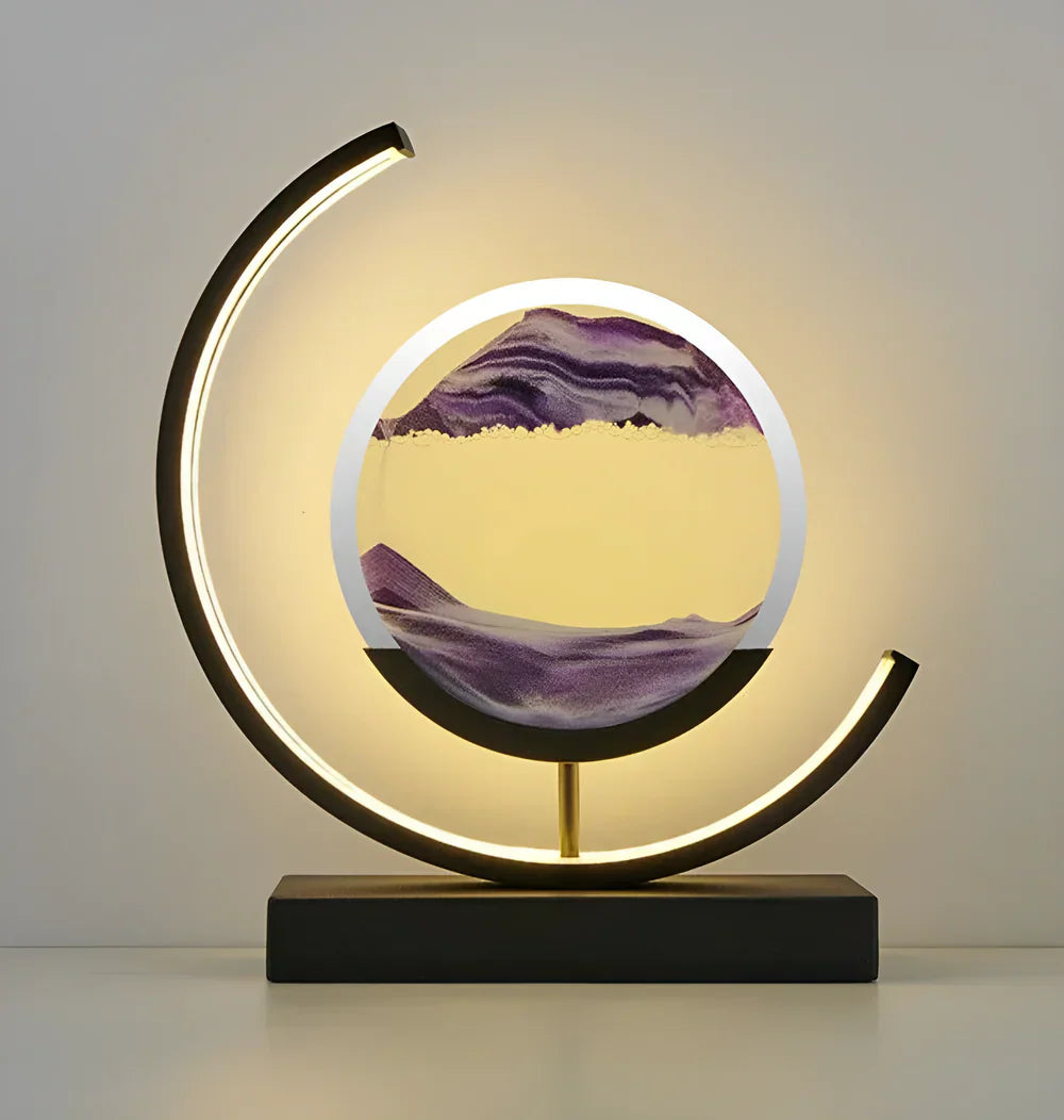 Lampada da tavolo con arte della sabbia LED e cornice circolare