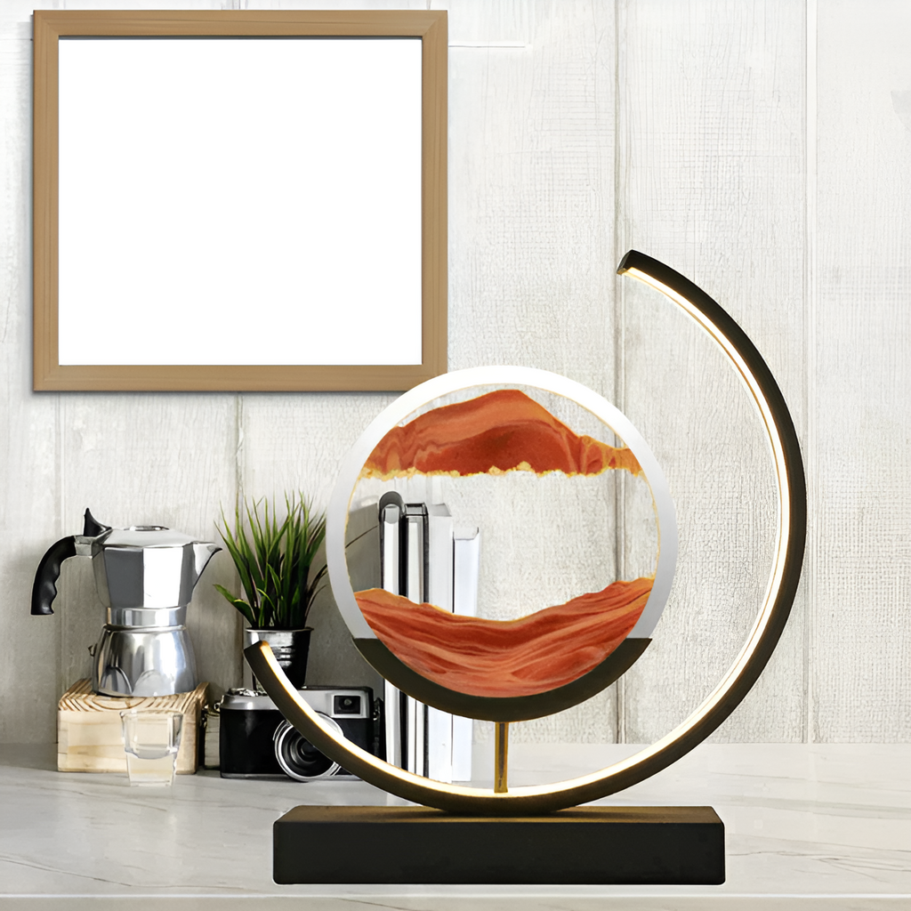 Lampada da tavolo con arte della sabbia LED e cornice circolare