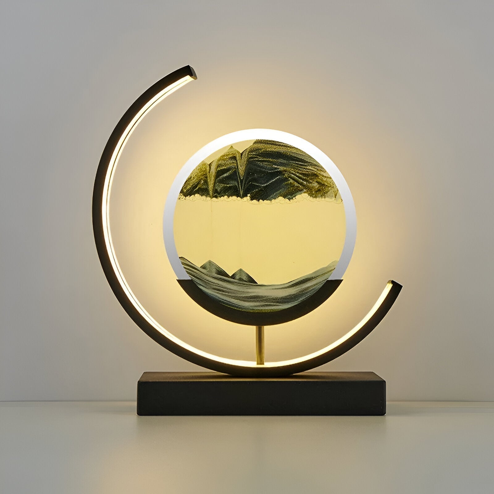 Lampada da tavolo con arte della sabbia LED e cornice circolare