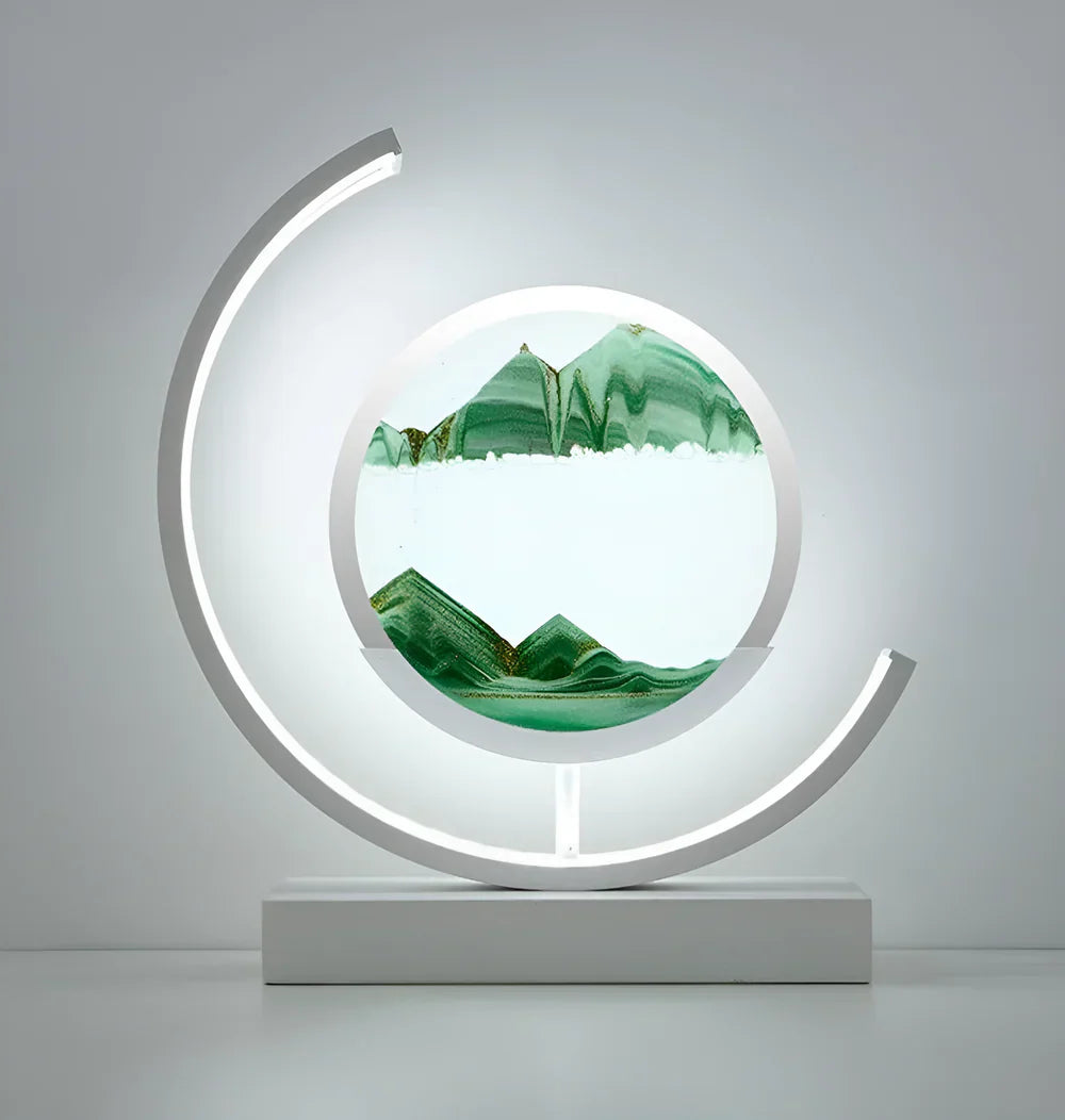 Lampada da tavolo con arte della sabbia LED e cornice circolare