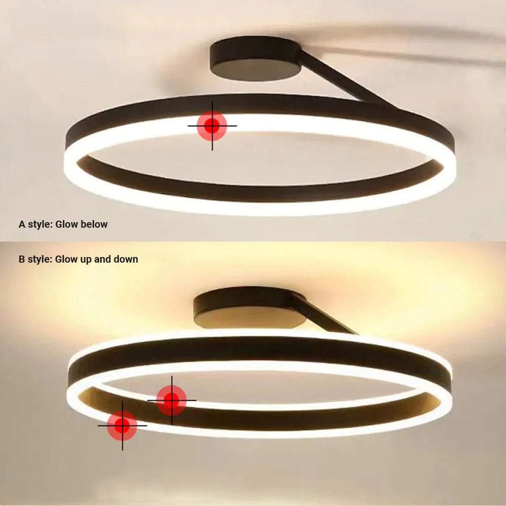 Solen Moderno Lampadario a Soffitto Circolare, Nero e Bianco