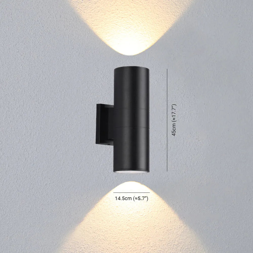 Lampada da Parete Esterno a Doppia Testa in Metallo Minimalista Kren, Nera