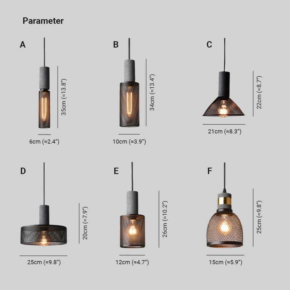 Xenith Lampada a Sospensione Industriale Cilindrica, Cemento/Metallo