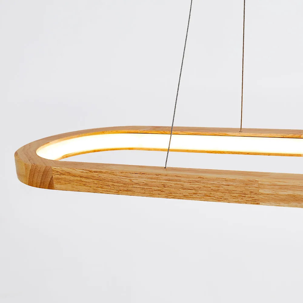 Lampada a sospensione ovale in legno contemporanea Veon