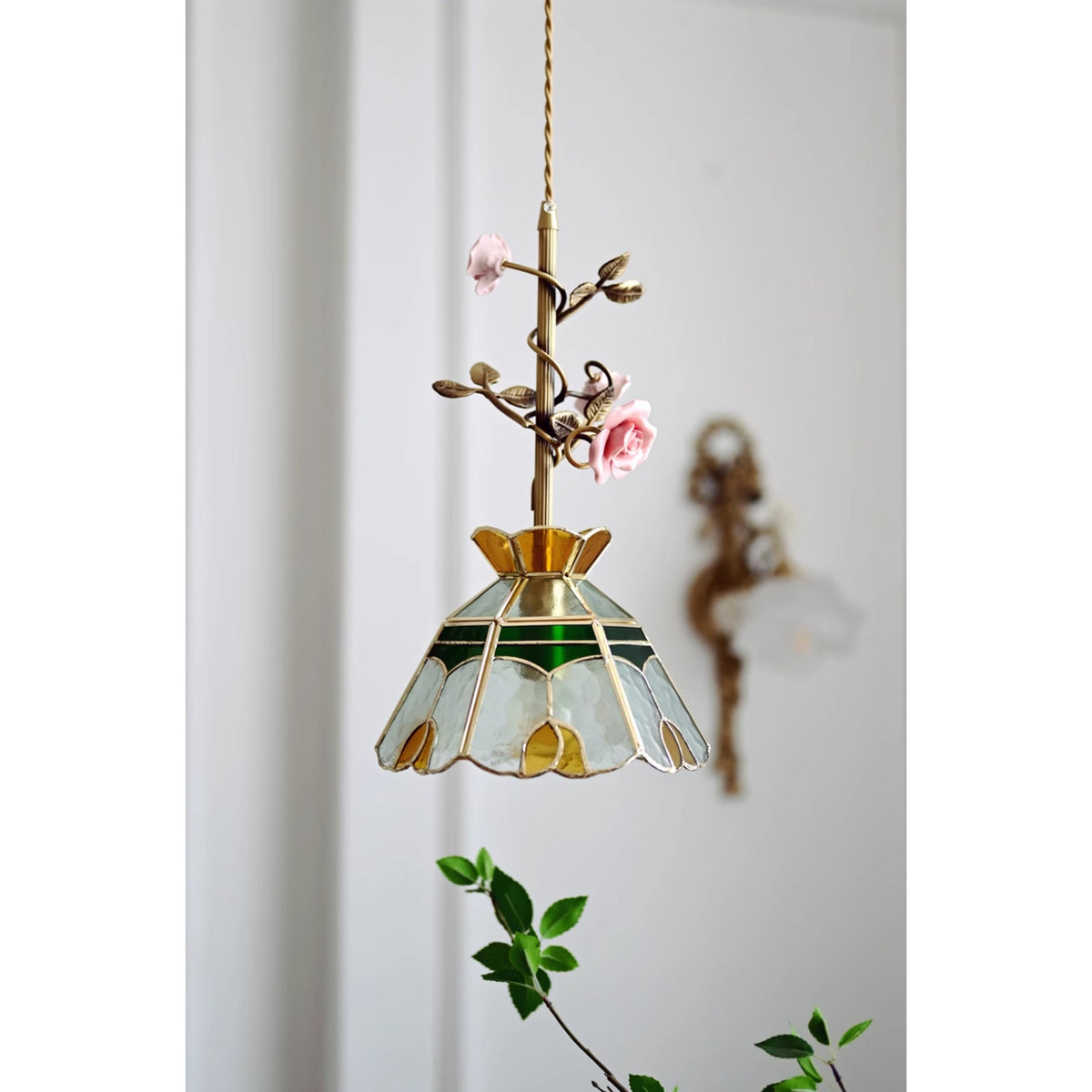 Lampada a sospensione in vetro Lalique Rose