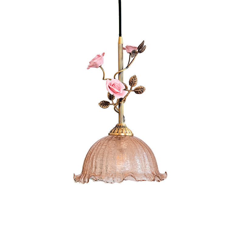 Lampada a sospensione in vetro Lalique Rose