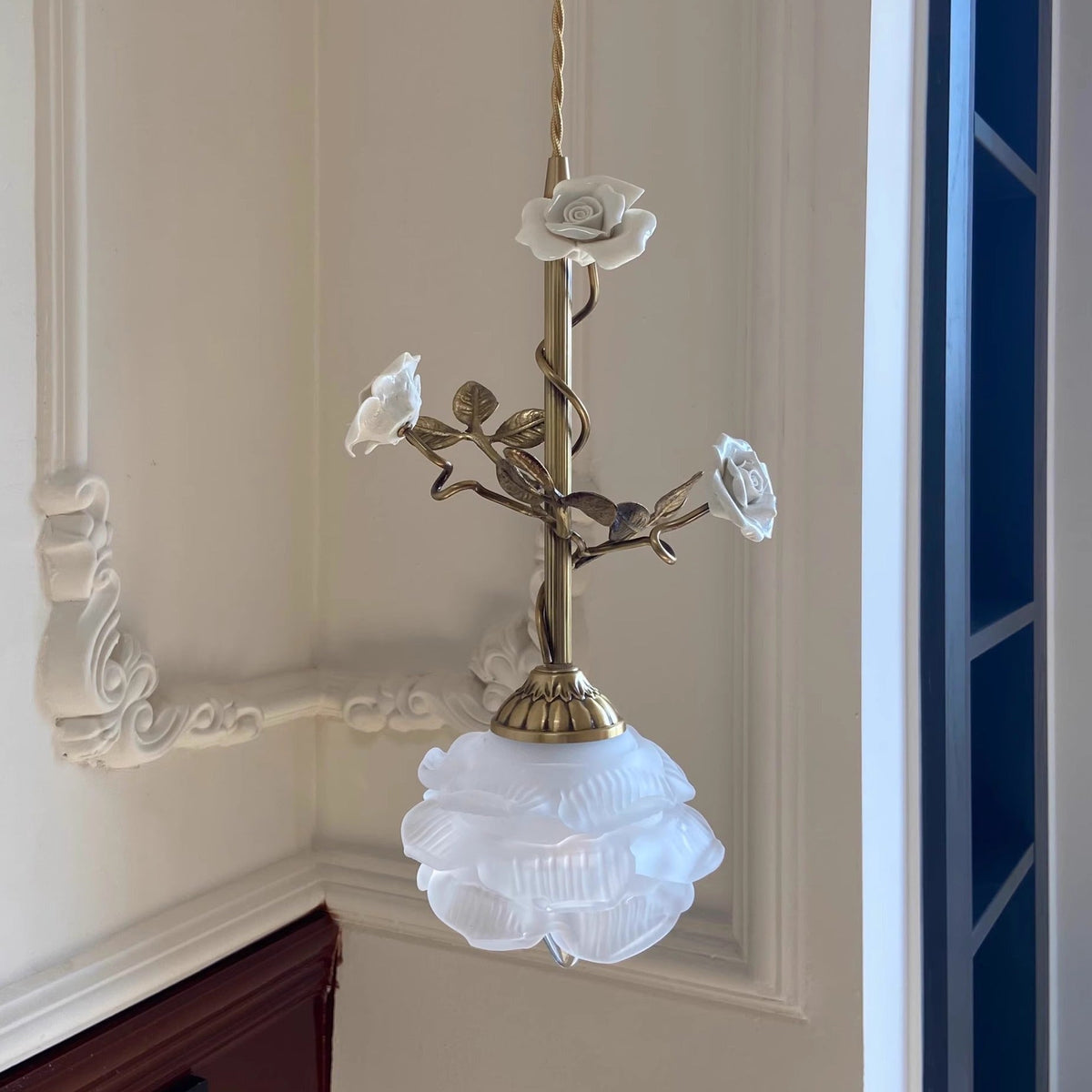 Lampada a sospensione in vetro Lalique Rose
