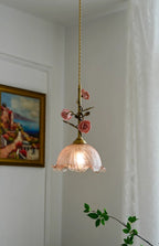 Lampada a sospensione in vetro Lalique Rose