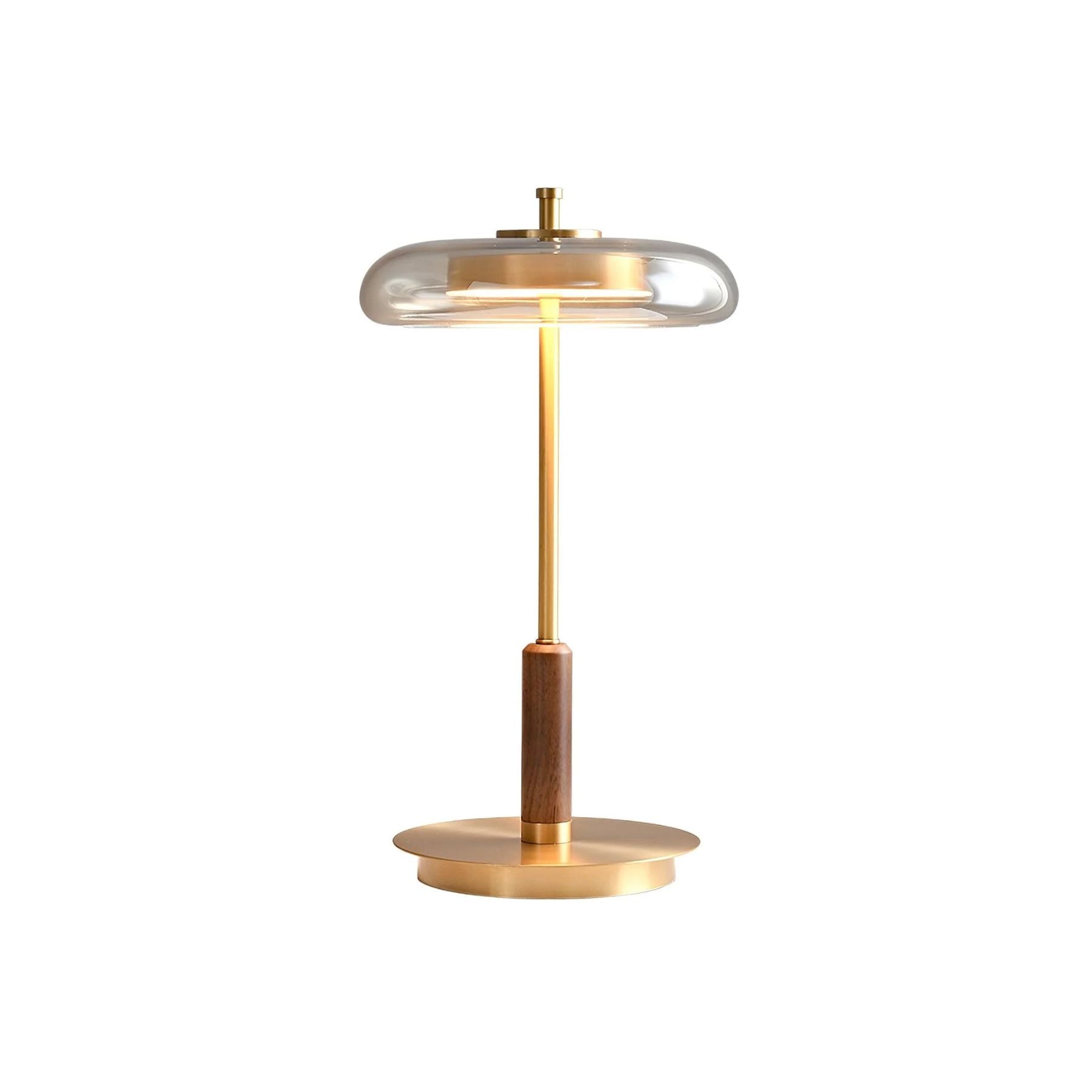 Lampada da tavolo Landero – Vetro, Legno, Metallo – Luce Calda – Ø 22 cm – Design Moderno per Atmosfere Eleganti