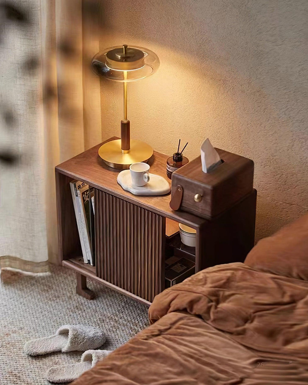 Lampada da tavolo Landero – Vetro, Legno, Metallo – Luce Calda – Ø 22 cm – Design Moderno per Atmosfere Eleganti