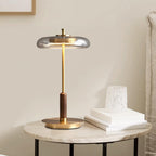 Lampada da tavolo Landero – Vetro, Legno, Metallo – Luce Calda – Ø 22 cm – Design Moderno per Atmosfere Eleganti