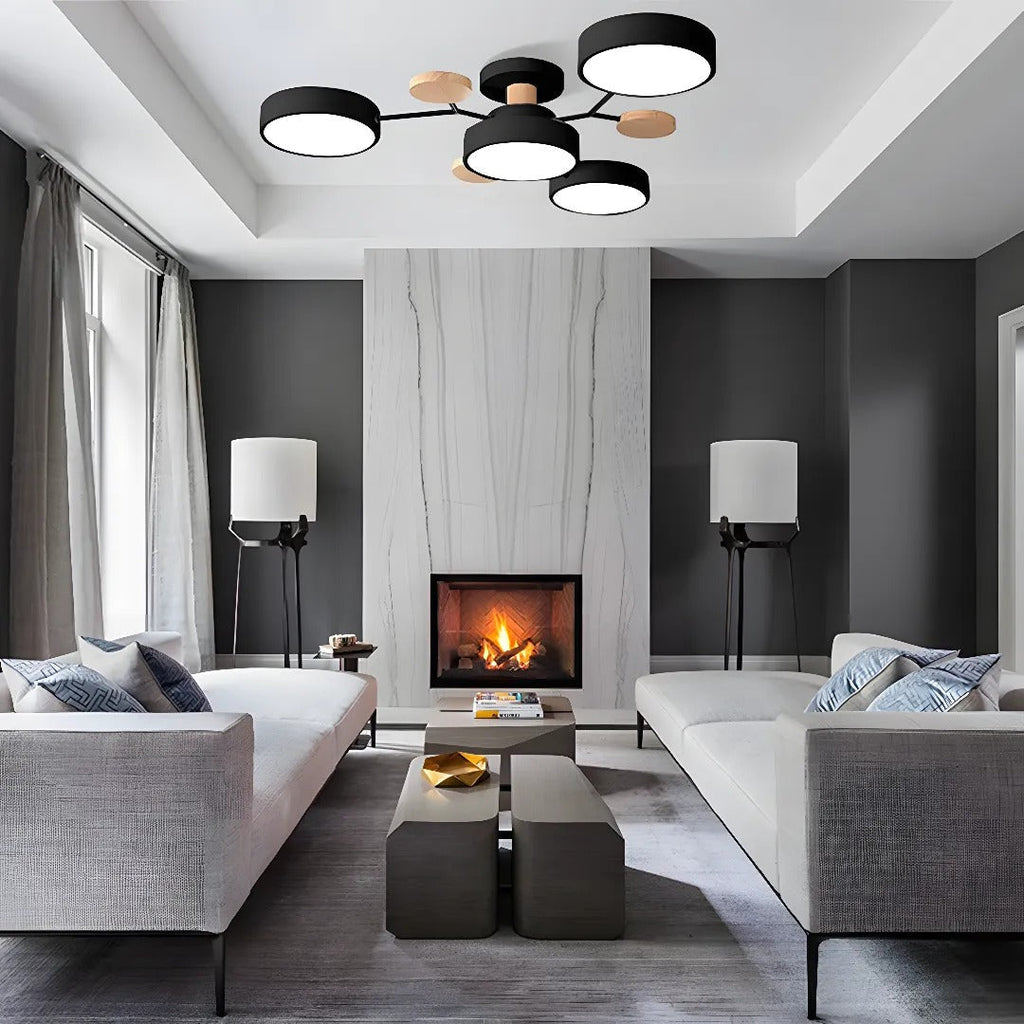 Charlie | Lampadario a soffitto LED semincasso in ferro contemporaneo