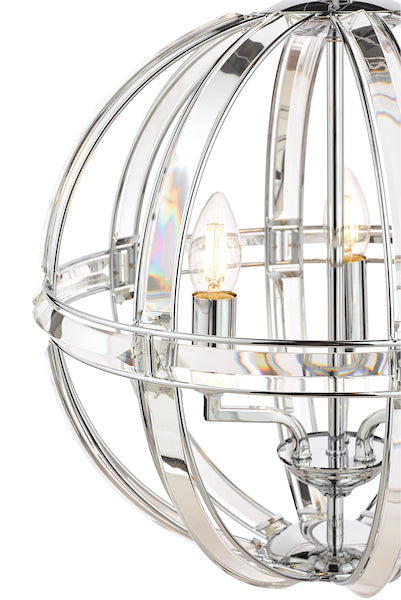 Laura Ashley Aidan Lampadario a Globo in Vetro e Cromo Lucido a 3 Luci