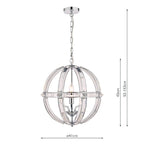 Laura Ashley Aidan Lampadario a Globo in Vetro e Cromo Lucido a 3 Luci