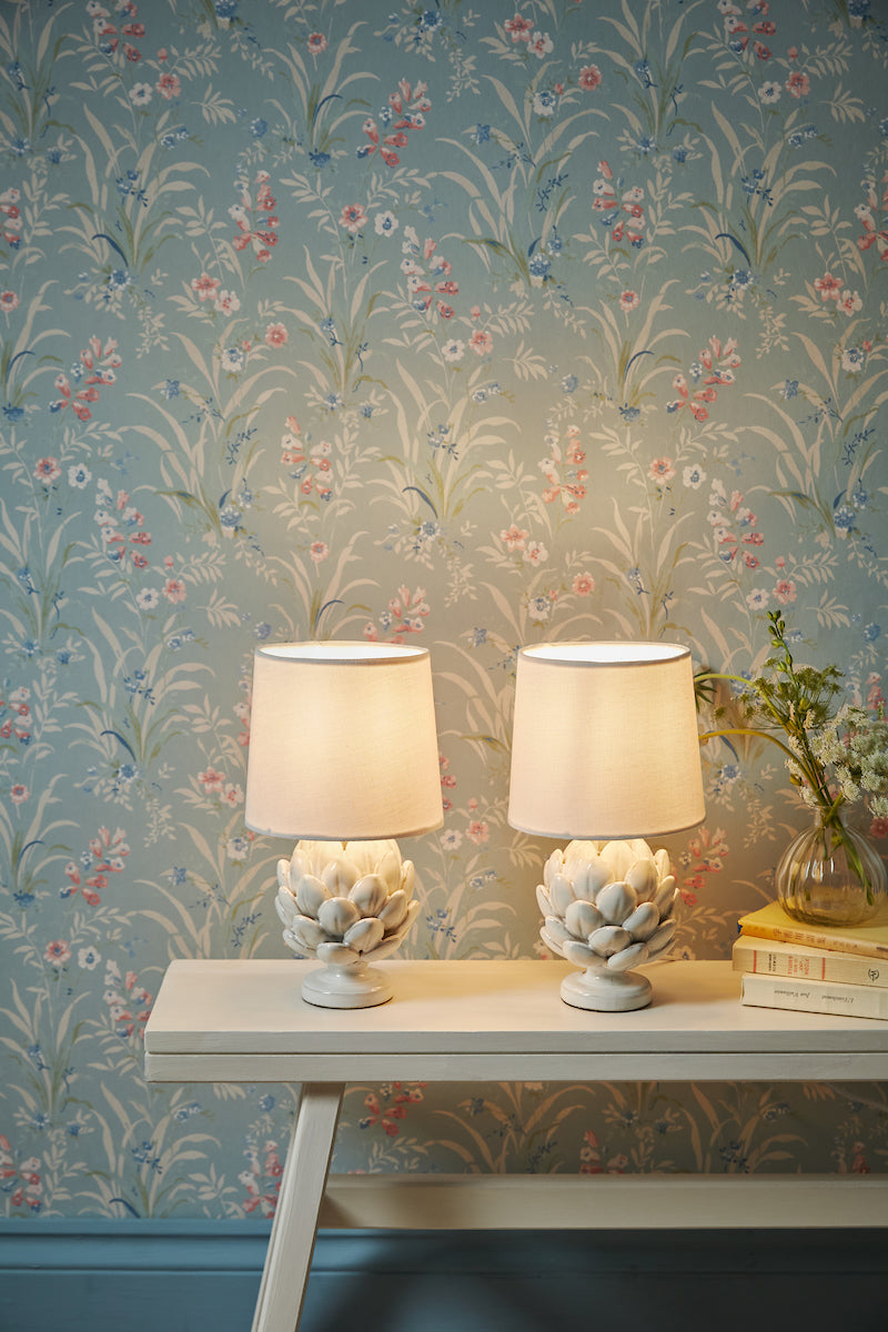 Lampada da tavolo Laura Ashley Artichoke Twin Pack Bianca
