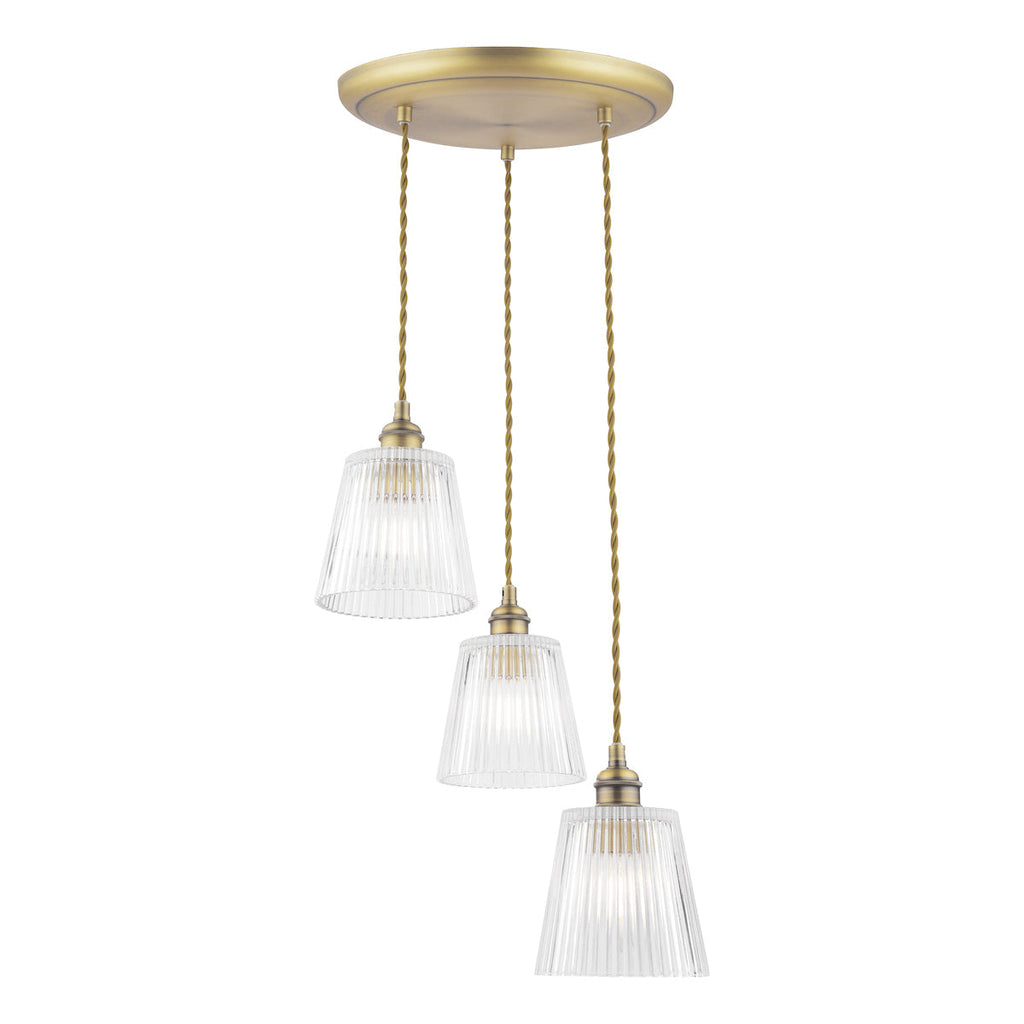 Laura Ashley Callaghan Pendant a 3 Luci in Ottone Antico