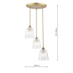 Laura Ashley Callaghan Pendant a 3 Luci in Ottone Antico