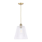 Laura Ashley Callaghan Grande Pendant in Ottone Antico e Vetro Rigato