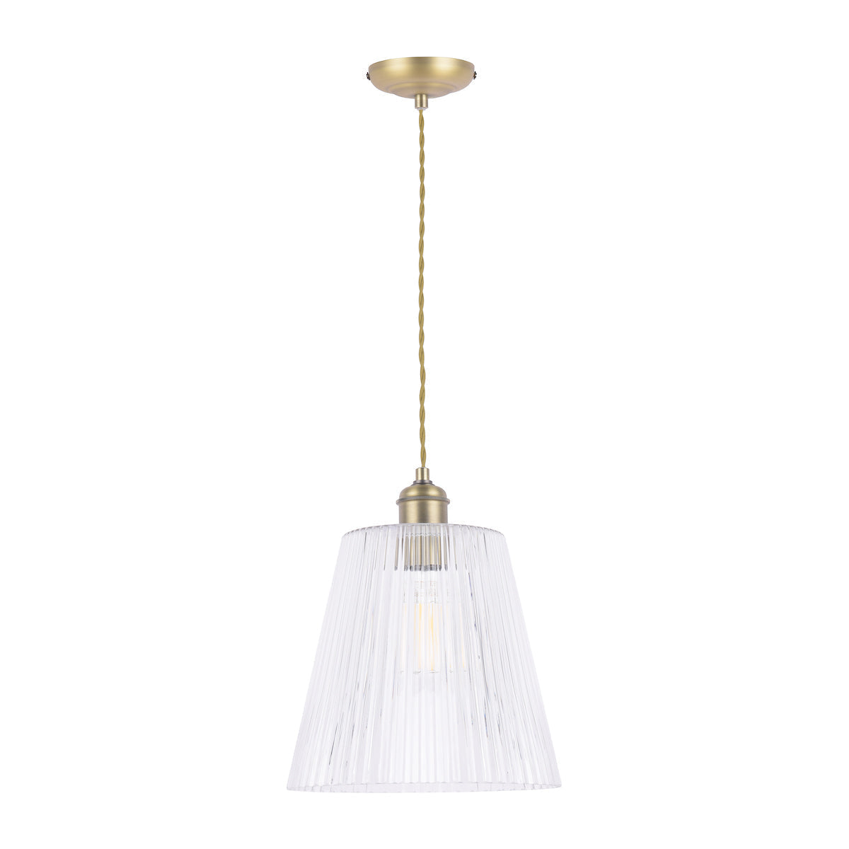 Laura Ashley Callaghan Grande Pendant in Ottone Antico e Vetro Rigato