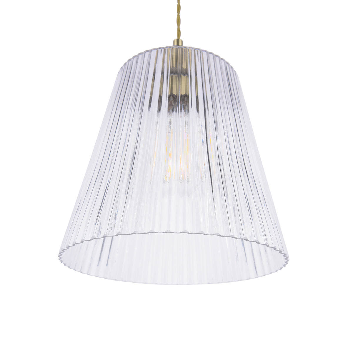 Laura Ashley Callaghan Grande Pendant in Ottone Antico e Vetro Rigato