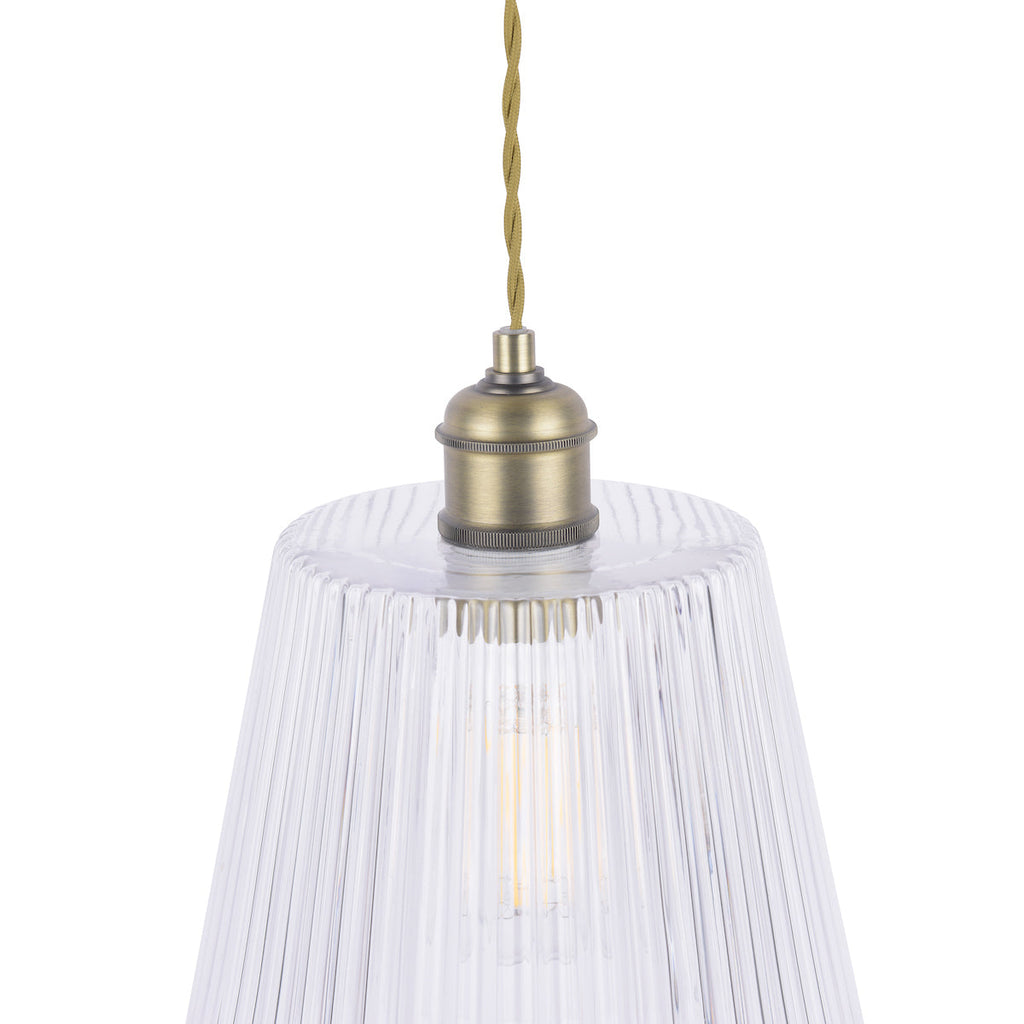 Laura Ashley Callaghan Grande Pendant in Ottone Antico e Vetro Rigato