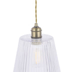 Laura Ashley Callaghan Grande Pendant in Ottone Antico e Vetro Rigato