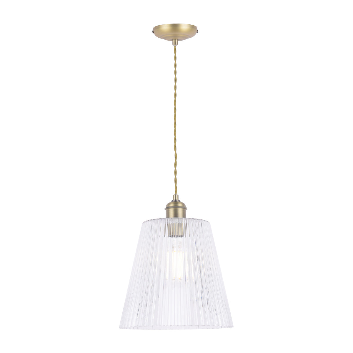 Laura Ashley Callaghan Grande Pendant in Ottone Antico e Vetro Rigato