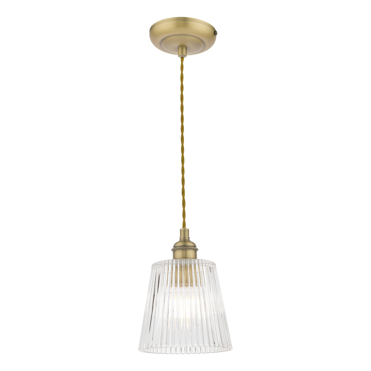 Laura Ashley Callaghan Piccolo Pendant in Ottone Antico e Vetro Rigato