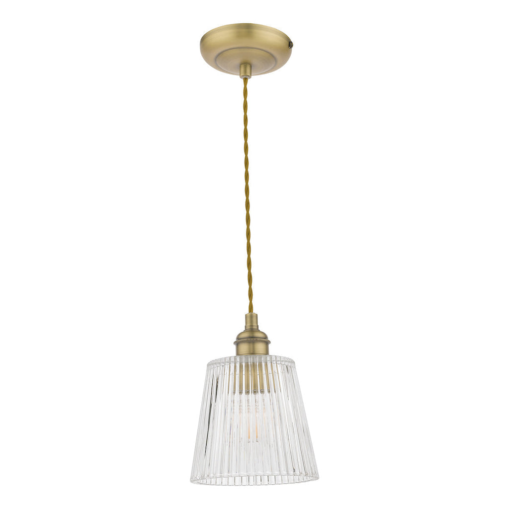 Laura Ashley Callaghan Piccolo Pendant in Ottone Antico e Vetro Rigato