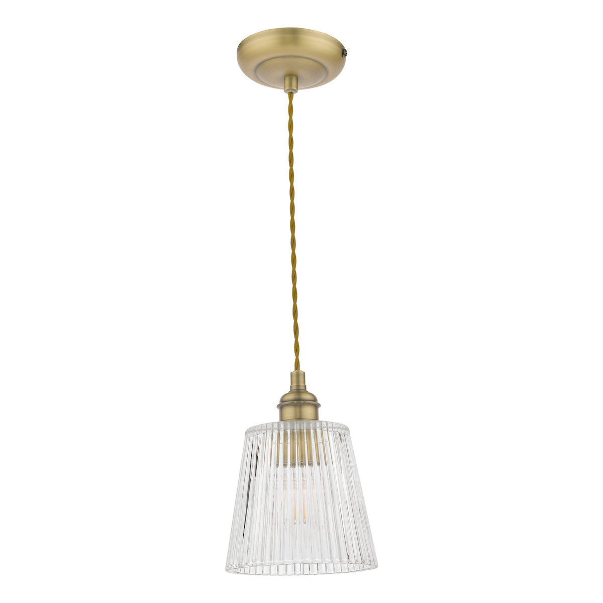 Laura Ashley Callaghan Piccolo Pendant in Ottone Antico e Vetro Rigato