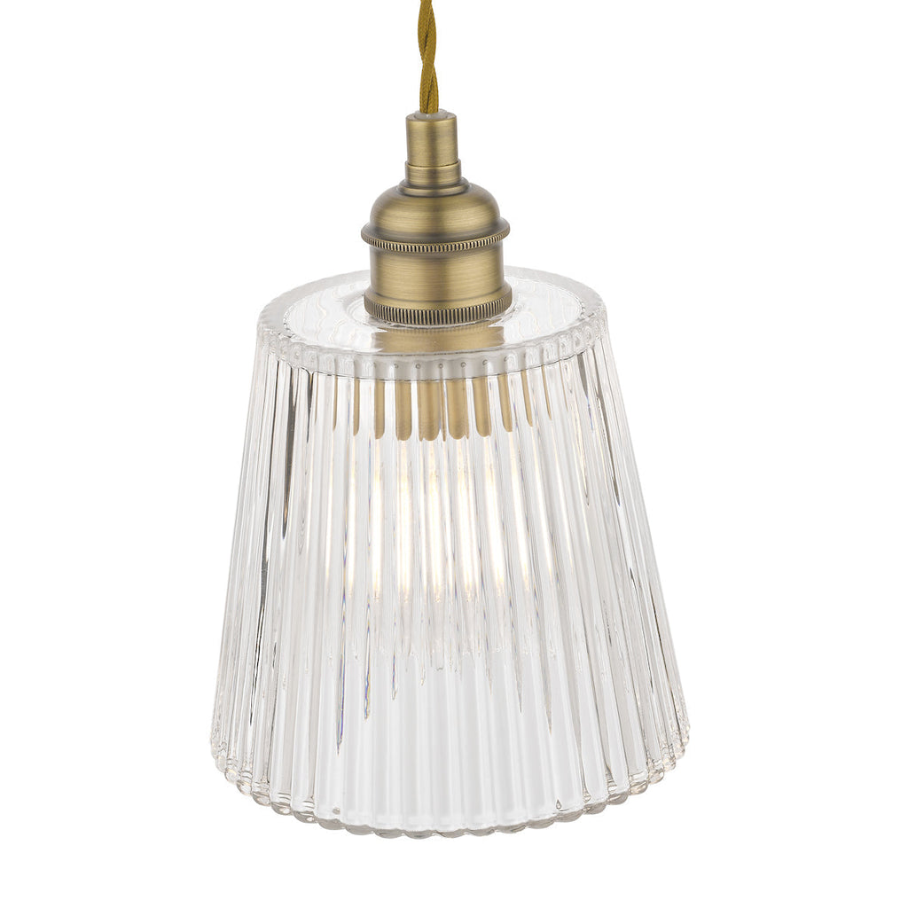 Laura Ashley Callaghan Piccolo Pendant in Ottone Antico e Vetro Rigato