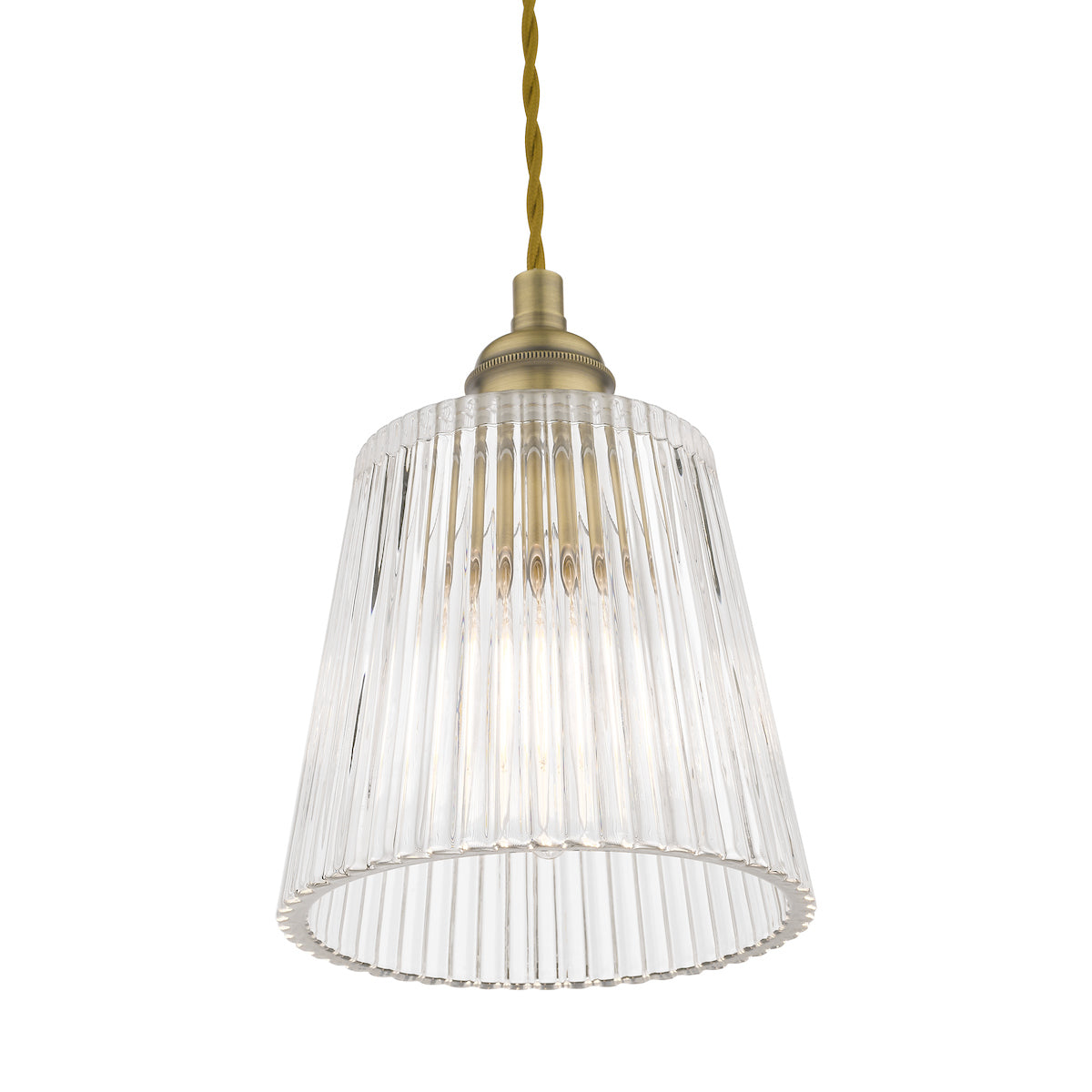 Laura Ashley Callaghan Piccolo Pendant in Ottone Antico e Vetro Rigato