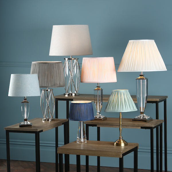 Lampada da Tavolo Grande Laura Ashley Carson Nichel Lucido e Cristallo